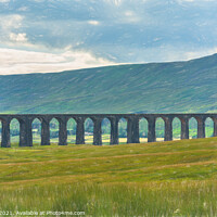 Buy canvas prints of The Ribblehead Viaduct as a Digital Sketch by Ian Lewis
