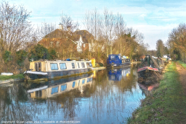 Narrowboats At Aldermaston Picture Board by Ian Lewis