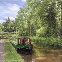 Buy canvas prints of Narrowboat On The Brecon Canal by Ian Lewis
