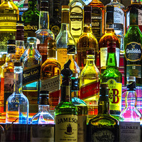Buy canvas prints of backlit bottles by keith sutton