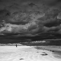 Buy canvas prints of Bamburgh beach storm by Paul Fisher