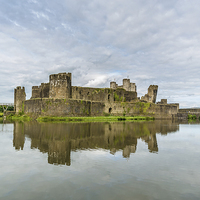 Buy canvas prints of  Caerphilly Castle Reflection by Andrew Richards
