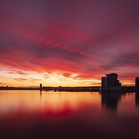 Buy canvas prints of Cardiff Bay sunset by Andrew Richards