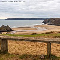 Buy canvas prints of Resting place overlooking  Three Cliffs Bay by Hazel Powell