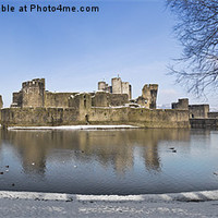 Buy canvas prints of Caerphilly Castle winter time by Hazel Powell