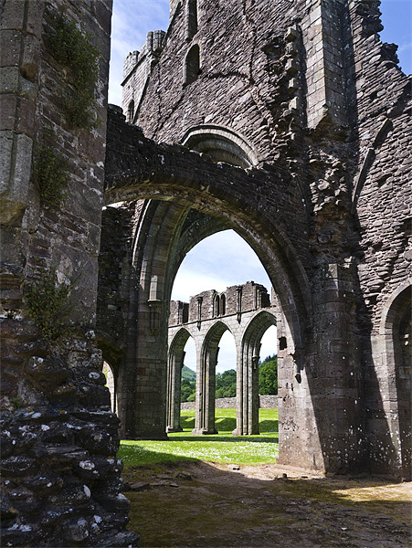 Through the Arches, Llanthony Priory Picture Board by Hazel Powell