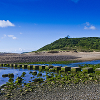 Buy canvas prints of Three Cliffs Bay, Stepping Stones by Hazel Powell