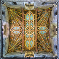 Buy canvas prints of  St Davids Cathedral tower ceiling by Hazel Powell