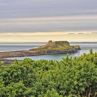 Buy canvas prints of  Worms Head, Gower, Swansea by Hazel Powell