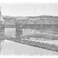 Buy canvas prints of Pencil sketch Pontsticill Reservoir by Hazel Powell