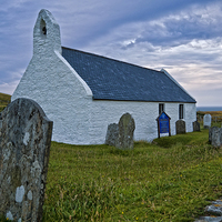 Buy canvas prints of The Church of the Holy Cross, Mwnt by Hazel Powell