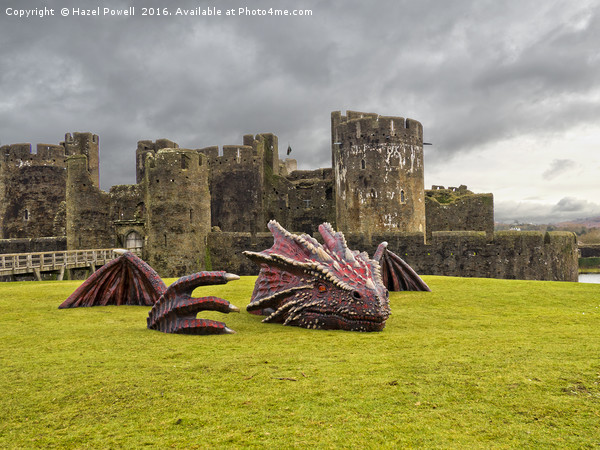Dragon at Caerphilly Castle Picture Board by Hazel Powell
