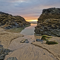 Buy canvas prints of Sunset at Gwithian Beach, Cornwall by Hazel Powell