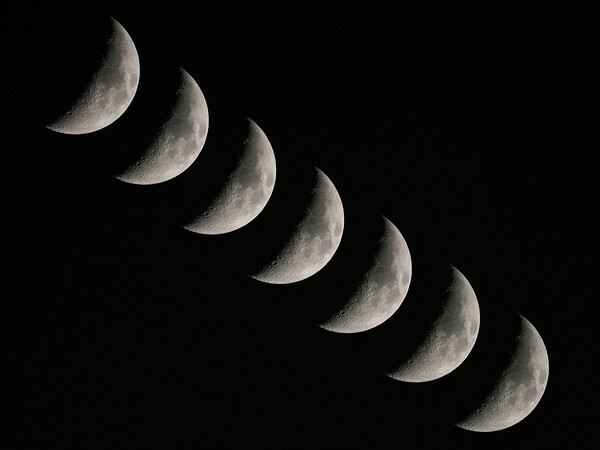 Crescent moon multiple exposure Picture Board by mark humpage