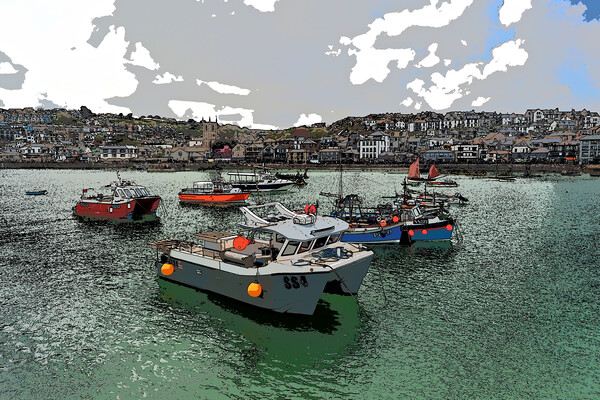 St Ives harbour art Picture Board by mark humpage