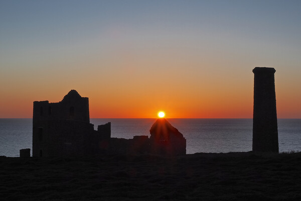 Sunset over ruins with sea at Wheal Coates, Cornwall Picture Board by mark humpage