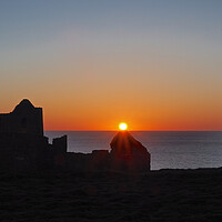 Buy canvas prints of Sunset over ruins with sea at Wheal Coates, Cornwall by mark humpage