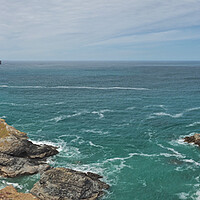 Buy canvas prints of Cornwall sea and rocky coast panorama by mark humpage