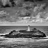 Buy canvas prints of Godrevy Lighthouse monochrome by mark humpage