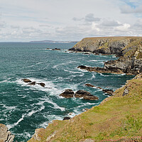 Buy canvas prints of Cornwall sea and rocky coastline panorama by mark humpage