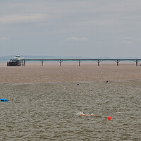 Buy canvas prints of Clevedon Pier overlooking Marine Lake by mark humpage