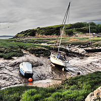 Buy canvas prints of Boats sitting in Clevedon harbour mud at low tide by mark humpage