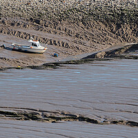 Buy canvas prints of Clevedon boat at low tide by mark humpage