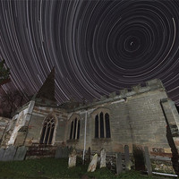 Buy canvas prints of Startrail and church by mark humpage