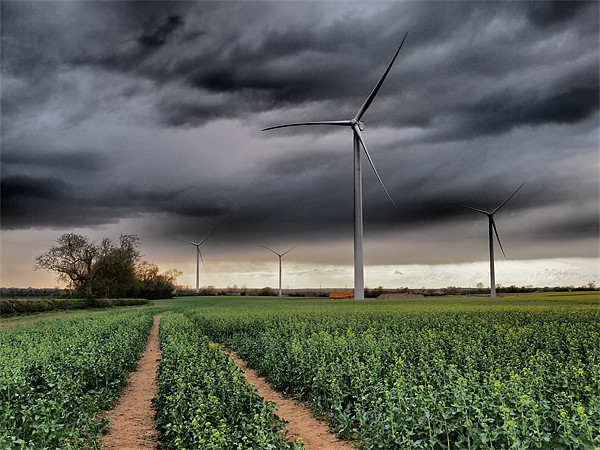 Wind Turbines with clouds Picture Board by mark humpage