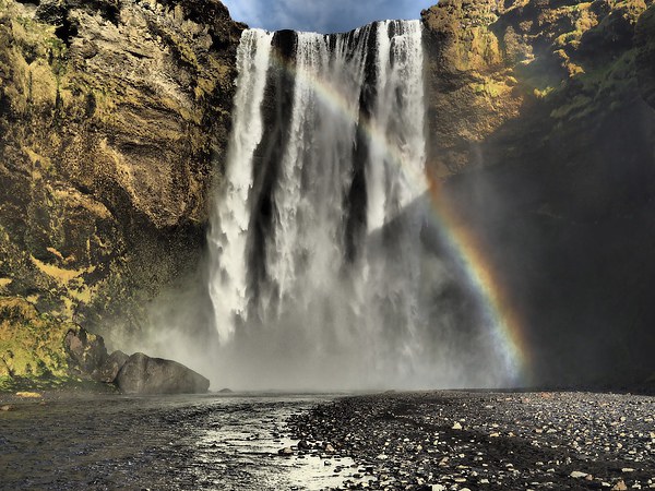 Waterfall rainbow Iceland Picture Board by mark humpage