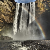 Buy canvas prints of Waterfall rainbow Iceland by mark humpage