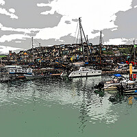 Buy canvas prints of Brixham Marina with boats on water by mark humpage