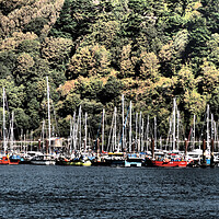 Buy canvas prints of Kingswear boats and trees by mark humpage