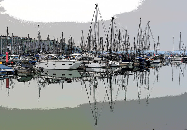 Brixham Boats and Reflections Picture Board by mark humpage