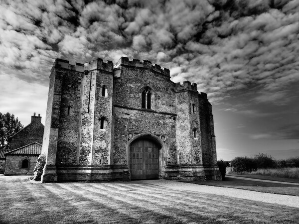 Norfolk Pentney Abbey Gatehouse black and white Picture Board by mark humpage