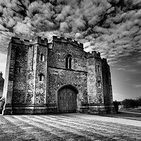 Buy canvas prints of Norfolk Pentney Abbey Gatehouse black and white by mark humpage