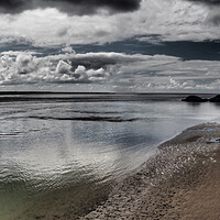 Buy canvas prints of North Wales coast with sand, sea and clouds by mark humpage