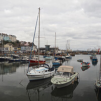 Buy canvas prints of Sailing boats on water in Brixham harbour by mark humpage