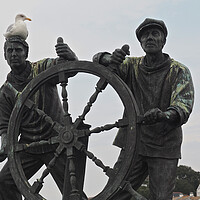 Buy canvas prints of Man and boy sculpture, Brixham by mark humpage
