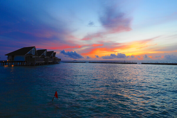 Sunset in Maldives Picture Board by mark humpage
