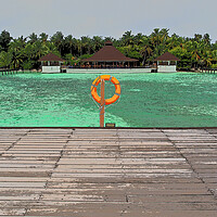 Buy canvas prints of Pool bar in Maldives by mark humpage