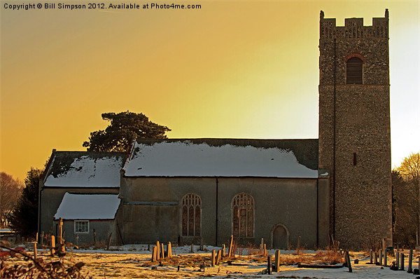 Chediston Church in the Snow Picture Board by Bill Simpson