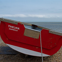 Buy canvas prints of Thelma Red Boat at Dunwich by Bill Simpson
