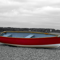 Buy canvas prints of Red Boat on Dunwich Beach by Bill Simpson