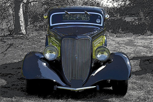 Ford Model Y Posterised on B&W Picture Board by Bill Simpson