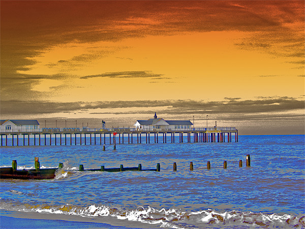 Southwold Pier Enhanced 2 Picture Board by Bill Simpson