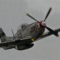 Buy canvas prints of Mustang P51 Portrait Posterised by Bill Simpson