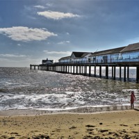 Buy canvas prints of Southwold Pier and Girl by Bill Simpson