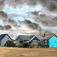 Buy canvas prints of Beach Bungalows at Walberswick by Bill Simpson