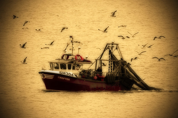 Red Fishing Boat Picture Board by Bill Simpson